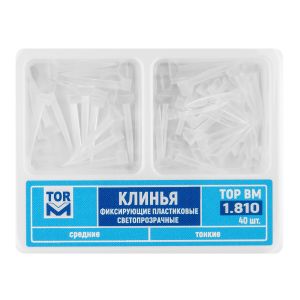 Клинья фиксирующие пластиковые светопрозрачные, 40шт. "ТОР ВМ", 1.810