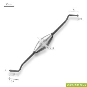 Гладилка-штопфер FABRI 1303-2,0F Black шарик d=2,0мм, с черным покрытием и толстой ручкой