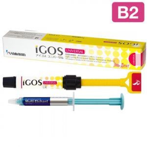 iGOS Universal Набор - цвет В2 (1шпр.- 4г.) цирконосодержащий, светоотверждаемый композит + Multi Etchant гель для трaвления 2мл. 1шт, YAMAKIN