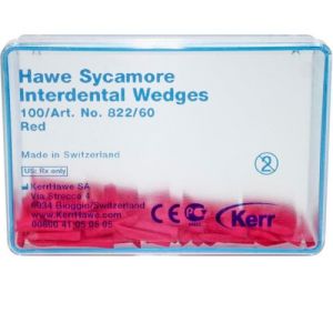 822/60 Клинья Sycamore Interdental деревянные красные (100шт), Kerr Hawe