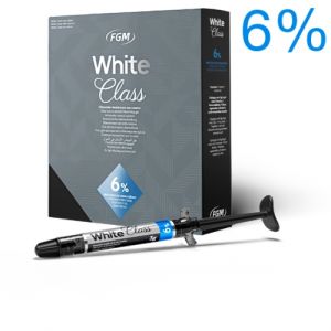 White Class 6% (4шпр.х3г; контейнер для хранения капп) -домашнее дневное отбеливание на основе перекиси водород, FGM (Бразилия)
