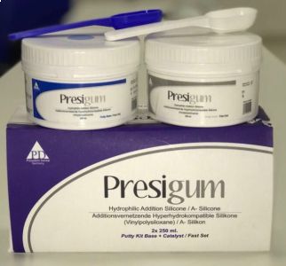 Presigum Fast Set НАБОР-материал оттискной гидрофильный А-силиконовый (Винилполисилоксан): Presigum Putty Kit Base Fast Set (250мл+ 250мл), Presigum Light Body Fastl Set 2х50мл, насадки для смешивания, President Dental (Германия)