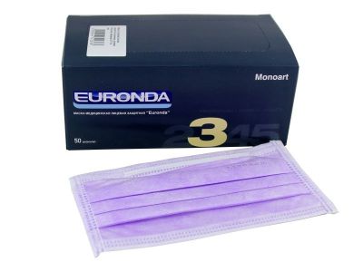 Маски EURONDA Лиловые трехслойные 50 шт