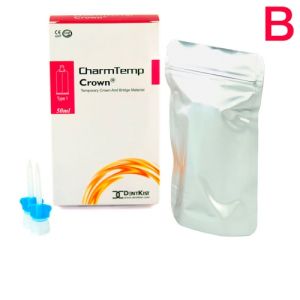 CharmTemp Crown цв.B (отбеленный) 50мл (76г, 10 насадок 1:1)-самоотверждаемый материал для временных коронок и мостов, DentKist