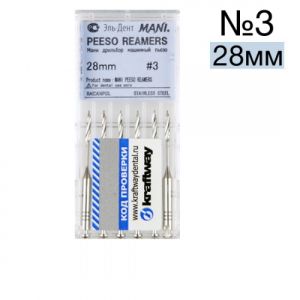 Peeso reamers №3 (28мм), упк. 6шт,MANI - развертка корневая