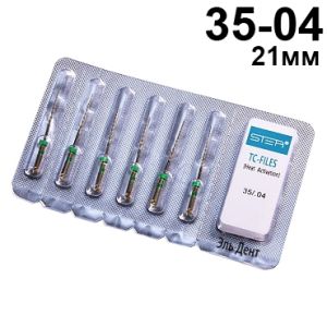 Файлы машинные TC-files Gold, для минимально инвазивной эндодонтии, размер 35/.04, длина 21мм, никель-титан - 6 шт. STEA