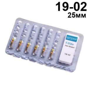 Файлы машинные V-Glider Gold, для создания ковровой дорожки, размер 19/.02, длина 25мм, никель-титан - 6 шт. STEA