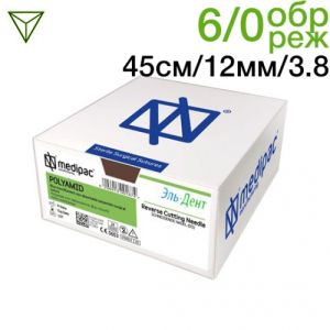 Полиамид 6/0 45см 12мм 3/8 обратно-режущая 24шт голубой