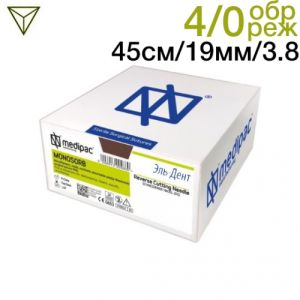 Моносорб 4/0 45см 19мм 3/8 обратно-режущая 24шт фиолетовый