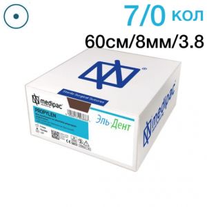 Пропилен 7/0 60см 8мм 3/8 колющая 24шт голубой (двойная игла)