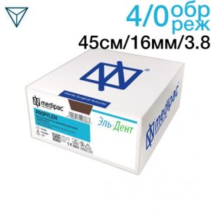 Пропилен 4/0 45см 16мм 3/8 обратно-режущий 24шт голубой