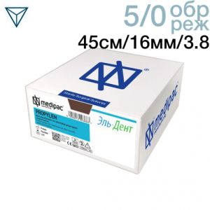 Профимед 5/0 45см 16мм 3/8 обратно-режущая 12шт неокрашенный
