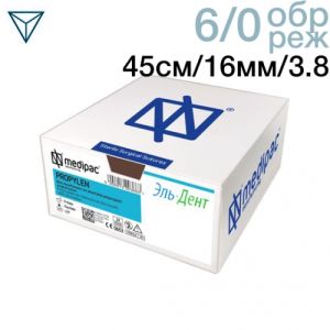 Профимед 6/0 45см 16мм 3/8 обратно-режущая 24шт неокрашенный