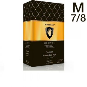Перчатки Нитриловые Safe&Care М, Черные (7/8) смотровые, 100 шт