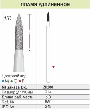 ZH288 Алмазные боры (Циркониевые) Dentex Diamonds для прямого након. HP