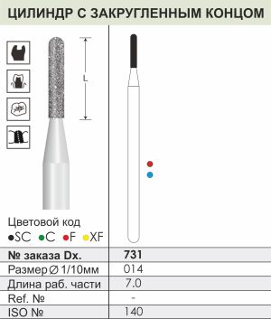 731 Алмазные боры (Циркониевые) Dentex Diamonds для прямого након. HP