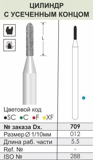 709 Алмазные боры (Циркониевые) Dentex Diamonds для прямого након. HP