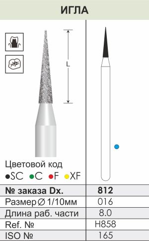 812 Алмазные боры (Циркониевые) Dentex Diamonds для прямого након. HP