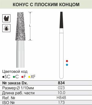 834 Алмазные боры (Циркониевые) Dentex Diamonds для прямого након. HP