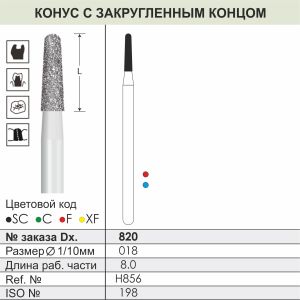 820 Алмазные боры (Циркониевые) Dentex Diamonds для прямого након. HP