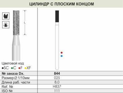 844 Алмазные боры (Циркониевые) Dentex Diamonds для прямого након. HP