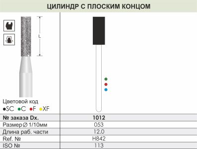 1012 Алмазные боры (Циркониевые) Dentex Diamonds для прямого након. HP