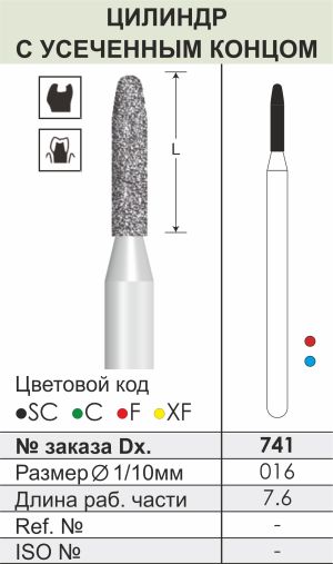 741 Алмазные боры (Циркониевые) Dentex Diamonds для прямого након. HP