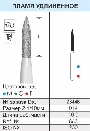 Z344B Алмазные боры (Циркониевые) Dentex Diamonds для турб. након. FG