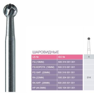 4 Твердосплавные боры Prima для углового након. RA (22 мм)