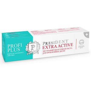 Зубная паста экстравяжущая PRESIDENT PROFI PLUS EXTRA ACTIVE (RDA 50); (30 мл.)