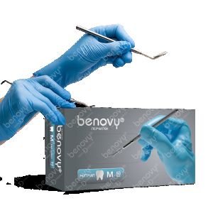 Перчатки BENOVY Dental Formula Nitrile Chlorinated Light; нитриловые; текстурированные на пальцах