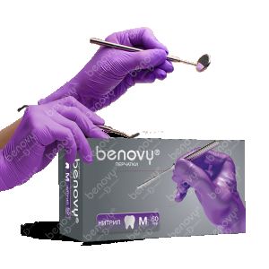 Перчатки BENOVY Dentаl Formula Nitrile MultiColor; нитриловые; текстурированные на пальцах, Сиреневые